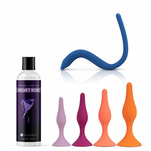 Large Silicone Anal Dilator Bundle, Vibrating Wand, & Lubricant