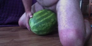 Bear slave fucking a watermelon with a tiny dick- Hilarious! Beartrainerxtreme