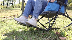 ONBRILL Rocking Camping Chairs for Adults, Folding Outdoor Rocker Chair with Foot Rest and Carry Bag, 330 lbs Capacity, for Lawn, Patio, Porch, Backyard, Sport Events, Green