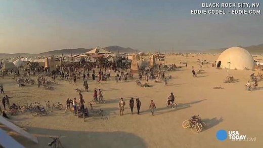 Drone's-eye-view of Burning Man festival