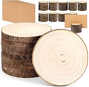 Caydo 9-10 Inch Large Paulownia Wood Slices for Table Centerpiece Decoration, Wedding and Home Decoration