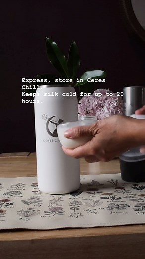 Storing expressed milk & keeping cold for up to 20 hours in Ceres Chill Breastmilk Chiller. Designed to conveniently keep expressed milk cold when expressing on-the-go. | UrbanBaby