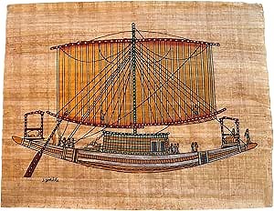 Sailing Boat of Ancient Egyptian, Egypt Papyrus Art Wall Decor, 17X13 Inches - 43x33 cm
