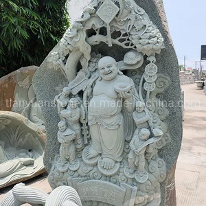[Hot Item] Natural River Rock Customized Smiling Buddha Garden Statue