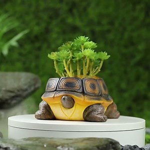 Turtle Planter Sea Turtle Succulent Pots with Drainage Hole, Resin Plant Pots for Succulents Home Office Desktop Decorations,Small Flower Pots for Outdoor Garden Decor,Turtle Gifts for Women (Gray B)