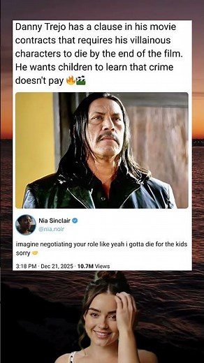 Danny Trejo has a clause in his movie contracts that requires his villainous characters to die by...