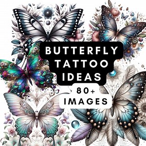 Butterfly Tattoo Ideas - 80   Tattoo Ideas - Beautiful Detailed Butterflies - Butterfly Tattoo - Digital Printable Tattoo Ideas - Etsy