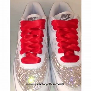 572 reactions · 47 shares | CRYSTAL CANDY® SWAROVSKI SILVER CRYSTAL NIKES! CUSTOMISED IN LONDON! WHICH RIBBON COLOUR WOULD YOU PICK? SHOPPING LINK IN COMMENTS BELOW! | Crystal Candy | Facebook