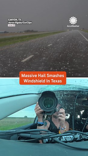 Massive Hail Shatters Windshield in Canyon Texas - Storm Chaser Video