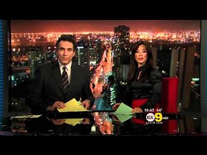 Sharon Tay 2011/09/01 10PM KCAL9 HD; Satin black top, pokies