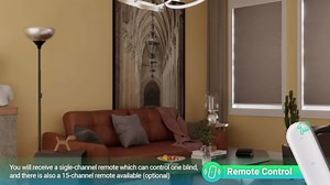 DENFOON Motorized Blinds with Remote, Solar Panel, Automatic Roller Shades, Blackout Remote Control for Windows, White, 43" W x 72" H