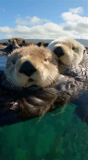 Surf Fun: Sea Otters "hold hands" to nap in cozy ocean hugs #SeaOtters #NatureLovers #Wildlife