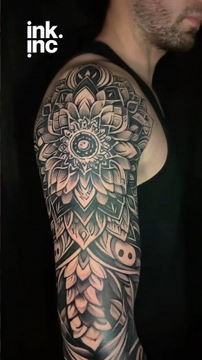 Mandala Geometric Sleeve Tattoo | Blackwork Sacred Pattern Design #tattoo #blackworktattoo