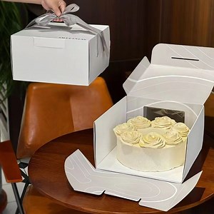 [Hot Item] Custom Printed Cheese Cake Box Cake Carrying Box Birthday Cake Packaging Box with Handle Other