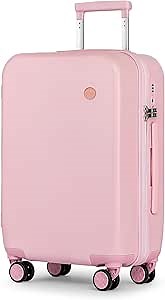 KYME Carry On Luggage, 22 Inch Suitcase With Double Spinner Wheels Airline Approved, 22x14x9 Hardshell Suicases Built-in Tsa Lock, PC Suitcase Carryon, Sakura Pink