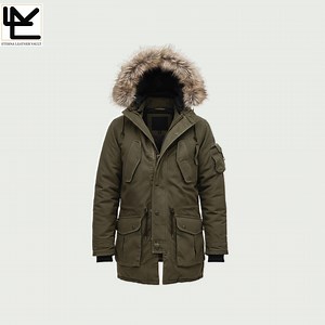 Mens Olive Green Leather Parka: Faux Fur Hooded Winter Coat - Etsy