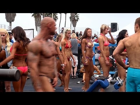 Backstage at a Muscle Beach Bodybuilding Contest