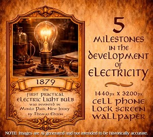 Electrician Cell Phone Lock Screen Wallpaper Set – 5 Electricity History Milestones Matching Blank Parchment - Etsy Canada