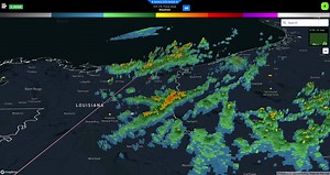 #Delta is on its way to making landfall in the next few hours as a category 2 hurricane. Here you can see the radar loop since early yesterday morning from the KHGX radar since the KLCH radar is out of operation due to extreme damage from Hurricane Laura in August. | RadarOmega