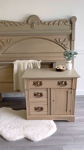 5.7K views · 173 reactions | The client wanted to lighten up this antique bed and side table to match a more updated decor. This was accomplished with a combination of a paint wash and solid paint. What do you think of this transformation?#furnituremakeover #furnituretransformation #beforeandafter #furnitureflip #furnitureflipping #furnitureflipper #furniturerehab #furnitureartist | Reimagine Furniture Design | Facebook