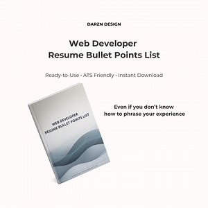 Web Developer Resume Bullet Points List | Front End Back End Developer Resume | ATS Friendly Tech Resume - Etsy