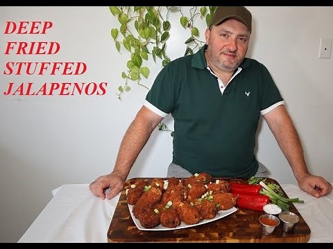 DEEP FRIED STUFFED JALAPENOS WITH MOZZARELLA WRAPPED BACON