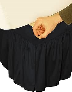 Veratex "Hike Up Your Skirt Adjustable Faux Silk Ruffle Bed Skirt, King Size, Black