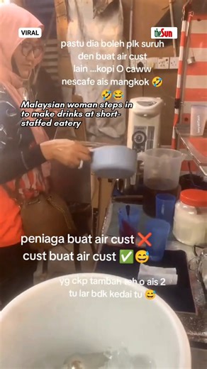 20 June 2025: A Malaysian woman’s helpful act at a Kuala Lumpur eatery recently went viral after she stepped in to help make drinks not only for herself but for other customers as well. #thesun #theSunMY #helpinghands #malaysiankindness | The Sun Malaysia
