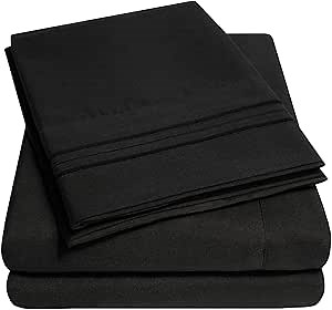 1500 Supreme Collection Extra Deep Pocket Sheets Set - Luxury Soft Bed Sheets, Wrinkle Free, Bedding, Over 40 Colors, 21 inch Extra Deep Pocket, King, Black