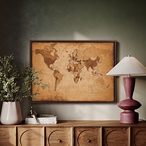 Vintage World Map Canvas Art: Rustic Travel Poster, Historical Atlas - Etsy