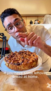 3K views · 4.6K reactions | Warm bread pudding, soft and juicy inside, served with pistachio ice cream and a touch of chocolate. Simple ingredients, comforting flavors, and pure happiness in every bite. #dessertlovers #homemadedessert #foodreels #comfortdessert #foodislove | Hashmi cuisine | Facebook