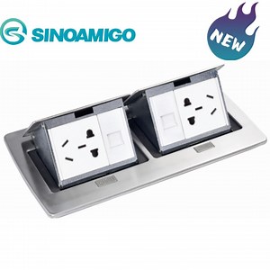 [Hot Item] Double Row Flip up Power Electrical Floor Outlet Box Socket Combination