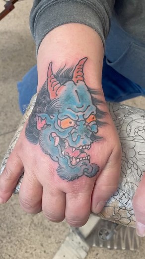 Fresh demon, healed dragon. Hand tattoos by Shawn. Sleeve work done elsewhere. | Champion Tattoo