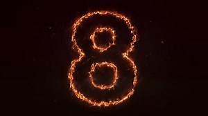Burning Number. Fire Number 8 Animation