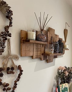 Rustic Wooden Pallet Wall Shelf, Wall Art, Farmhouse Style Shelving Unit Made From 100% Recycled Pallet Wood. Indoor or Outdoor - Etsy UK
