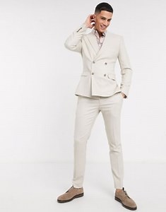 ASOS DESIGN - Veste de costume croisée ajustée - Taupe texturé | ASOS