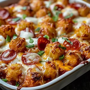 Tater Tot Pizza Casserole Printable Recipe | Easy Family Dinner Download - Etsy