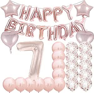 Sweet 7th Birthday Decorations Party Supplies,Rose Gold Number 7 Balloons,7th Foil Mylar Balloons Latex Balloon Decoration,Great 7th Birthday Gifts for Girls,Women,Men,Photo Props