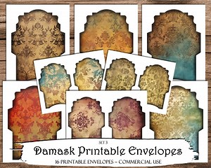 Damask Printable Envelopes: Junk Journal Ephemera (digital Download) - Etsy