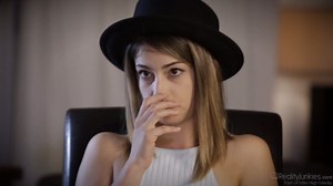 Slim Girl beautiful eyes blows fucks swallows