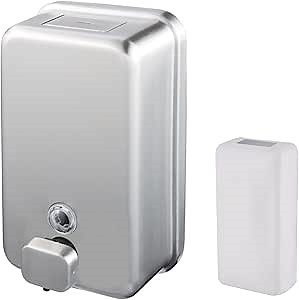 Commercial Soap Dispenser Wall Mount, 304 Stainless Steel Brushed Hand Soap Dispenser, with Corrosion Proof Lining and Anti-Leak Pump for Bathroom, 37oz/1100ml