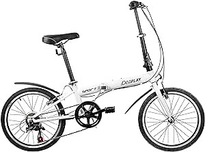 IDEAPLAY Folding Bikes for Adults - 20 Inch Bike with 6 Riding Speed V Breaks - Carbon Steel Frame Folding Bike - Lightweight Portable Bike for Women and Men - City Bicycle for Work School