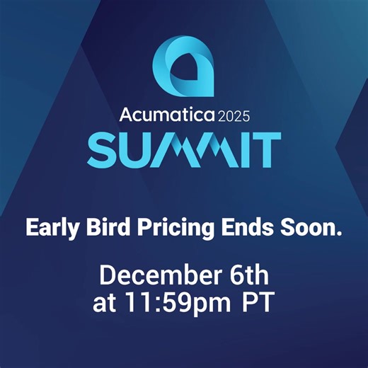 📣 2 DAYS LEFT! Early bird pricing for #AcumaticaSummit ends 12/6. Register now: https://acumati.ca/3SCbUPF | Acumatica