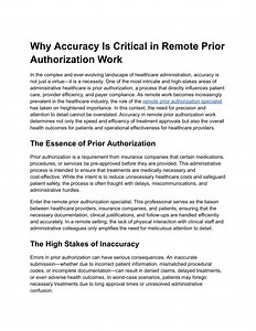 Why Accuracy Is Critical in Remote Prior Authorization Work - SlideServe