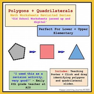 Polygons + Quadrilaterals Digital Worksheet + Explanation Poster