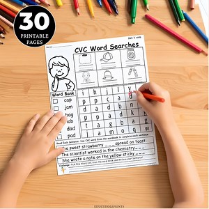 CVC Word Search | Kindergarten Phonics Worksheets (PDF) - Etsy UK
