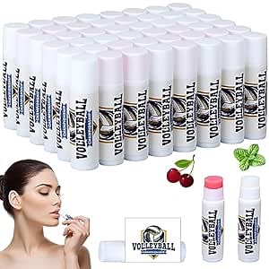 50 Pcs Volleyball Lip Balm Bulk Gifts Volleyball Moisturizing Lip Gloss with Natural Ingredients Lip Balm Baskets Business for Girls Men Women and Children Party