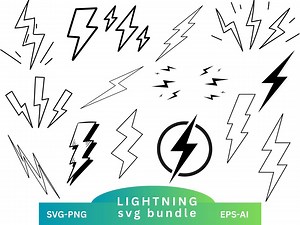 Lightning Bolt SVG Bundle,lightning SVG Bundle,thunder Svg,lightning Strikes Svg,flash Clipart,,lightning SVG Cut Files for Cricut. - Etsy