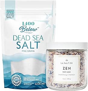 LA SALT CO Zen Aromatherapy Bath Salt Soak and 1400 Below Dead Sea Salt, Fine Grain - Healing, All-Natural, Mineral-Rich Relaxing Bath Salts