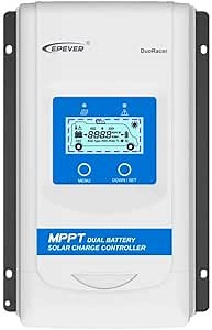 EPEVER 30A RV MPPT Dual Battery Solar Charge Controller 12V 24V Auto for Dual Battery Bank, Negative Ground Controller for Lithium, Sealed, Gel, Flooded Battery